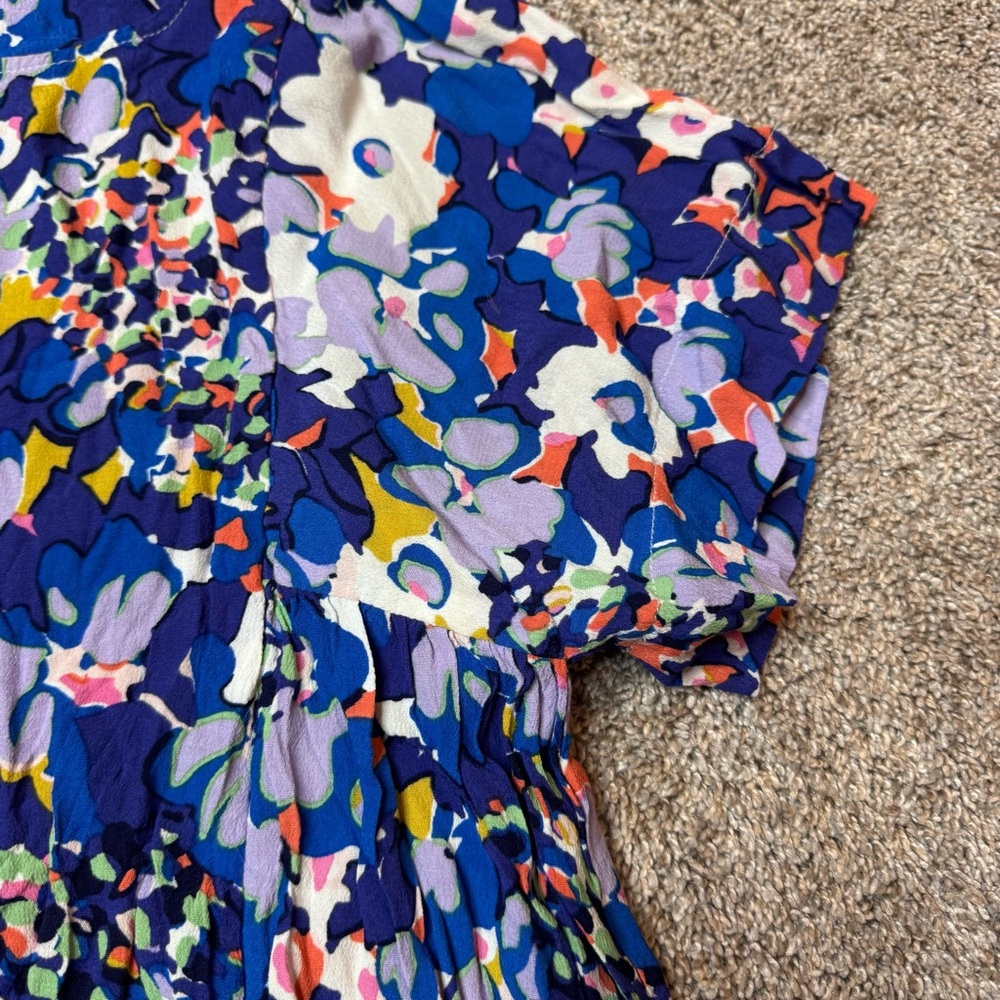 MAEVE Anthropologie Milla Blue Floral Short Sleeve Top size S - Picture 5 of 5